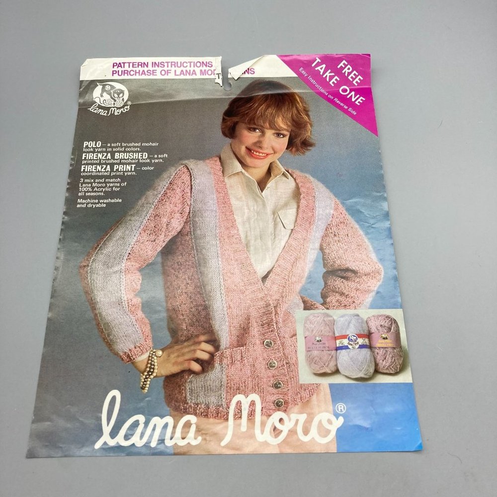 Vintage Patterns Lana Moro Brushed and Print Combination Knit Firenza Cardigan
